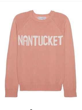 Ellsworth & Ivey Salmon Crewneck Sweater with Nantucket Lettering